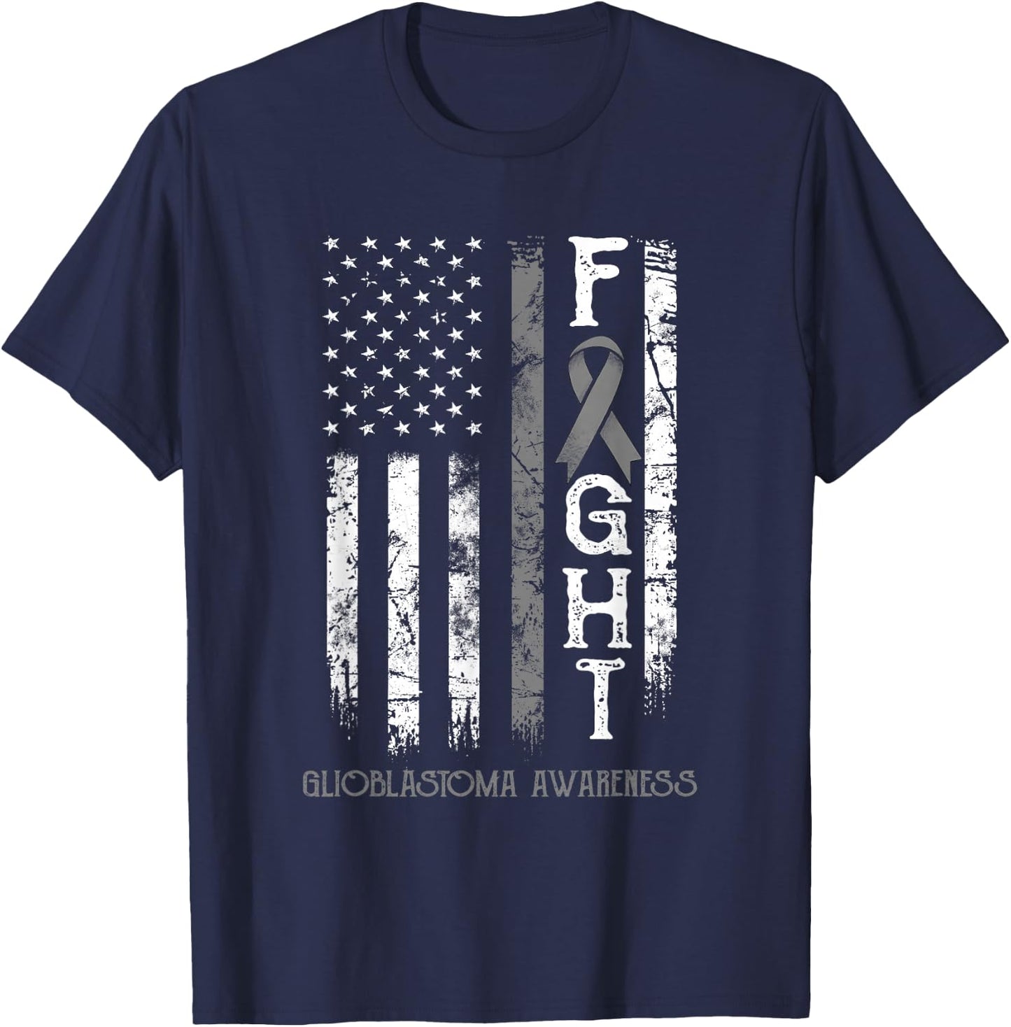 Glioblastoma Warrior US Flag T-Shirt - T-Shirt | Navy