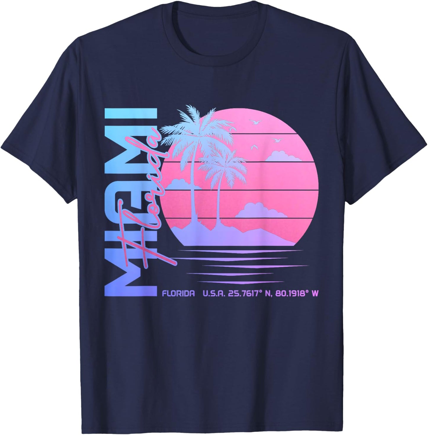 Miami Florida Vintage Retro Pride 305 Area Code Miami FL T-Shirt - T-Shirt | Navy