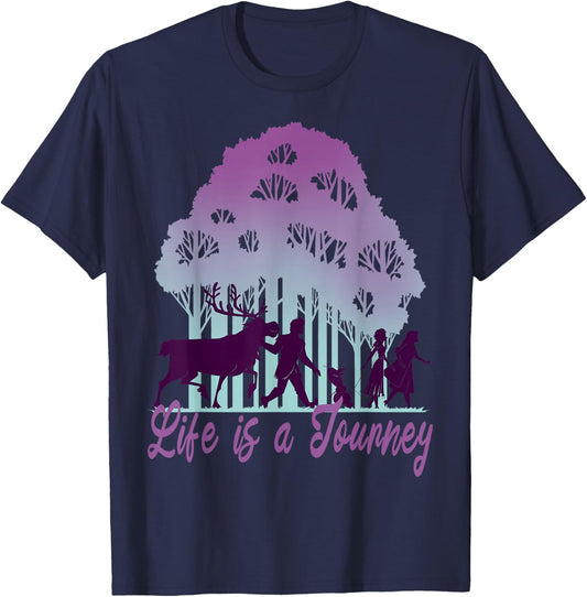 Disney Frozen 2 Life Is A Journey Forest Silhouette Text T-Shirt - T-Shirt | Navy