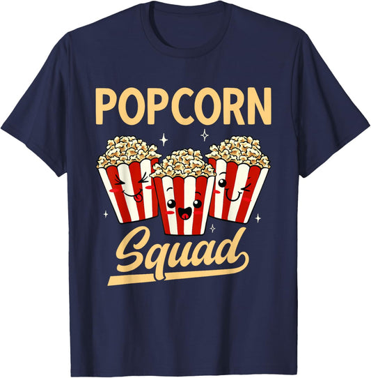Popcorn Squad Movie Night Snack Popcorn T-Shirt - T-Shirt | Navy