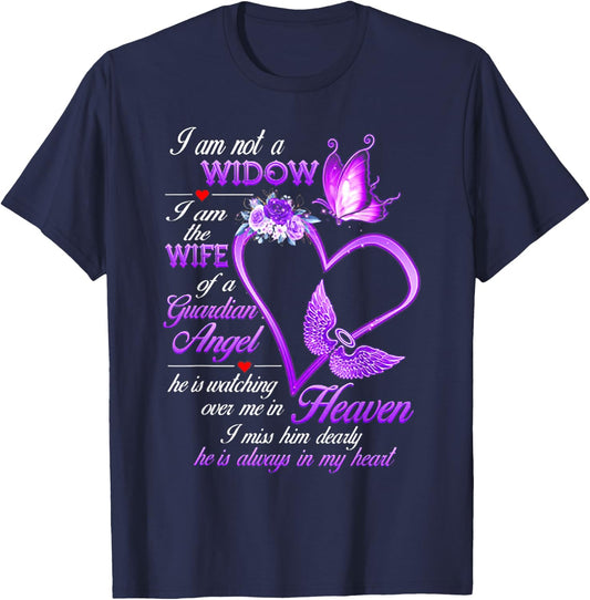 I Am Not A Widow I Am The Wife Of A Guardian Angel Butterfly T-Shirt - T-Shirt | Navy