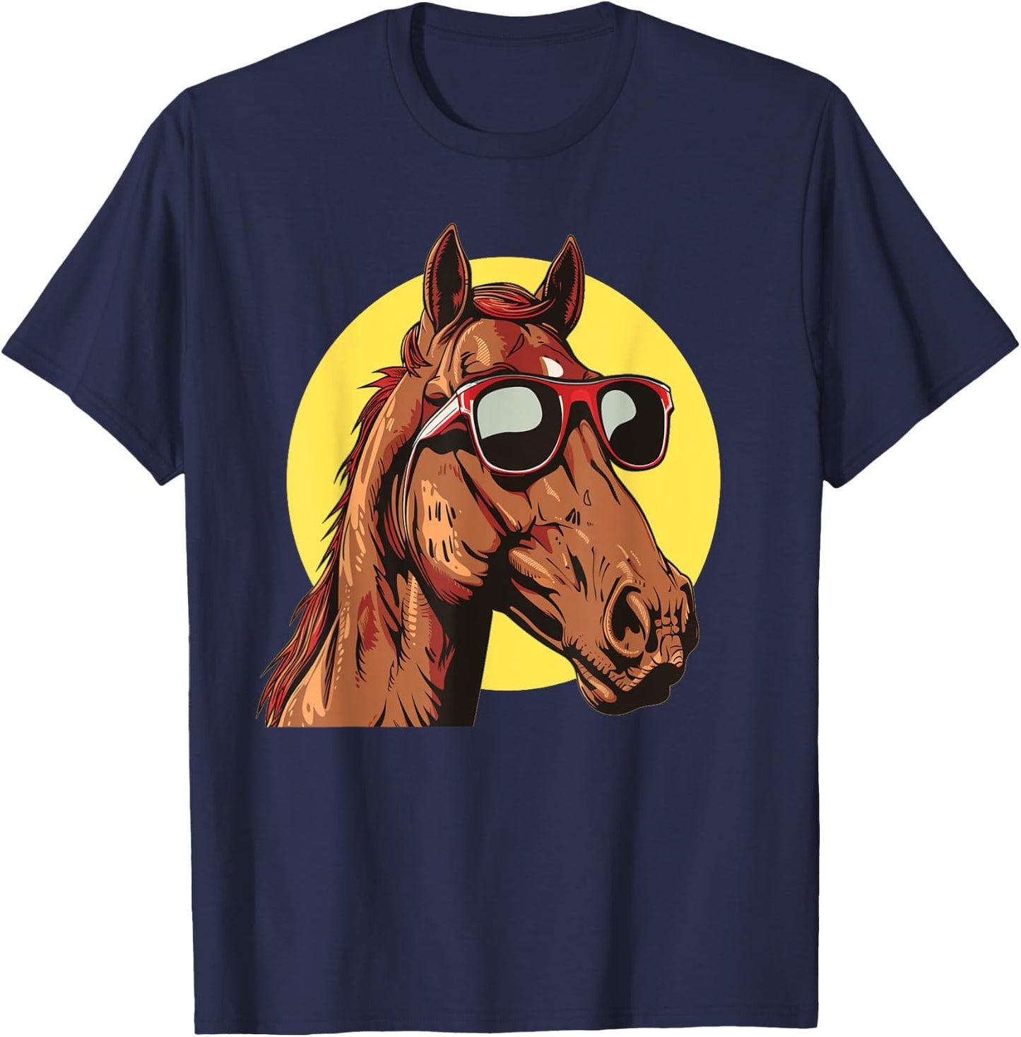 Awesome Horse Face with funny Sunglasses Costume T-Shirt - T-Shirt | Navy
