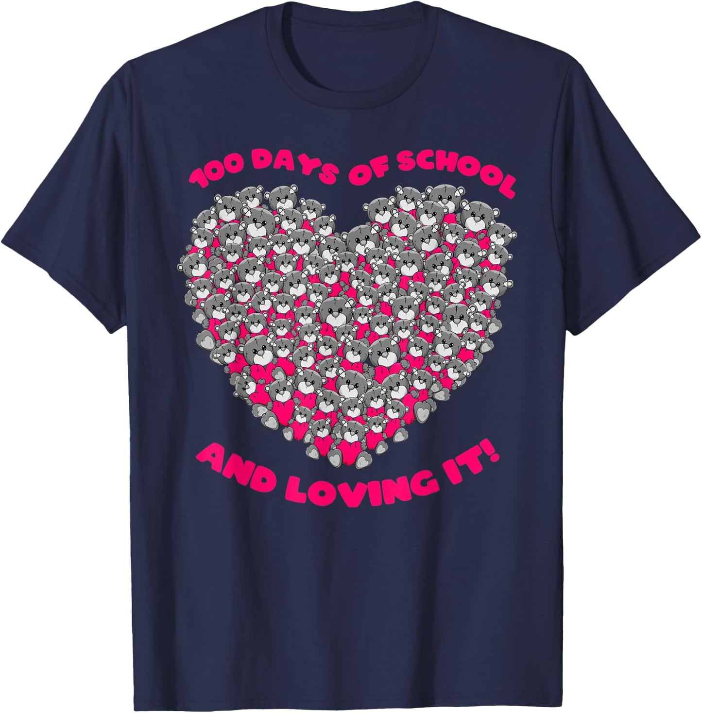 Cute 100 Days of school and still loving it Hearts 100th Day T-Shirt - T-Shirt | Navy
