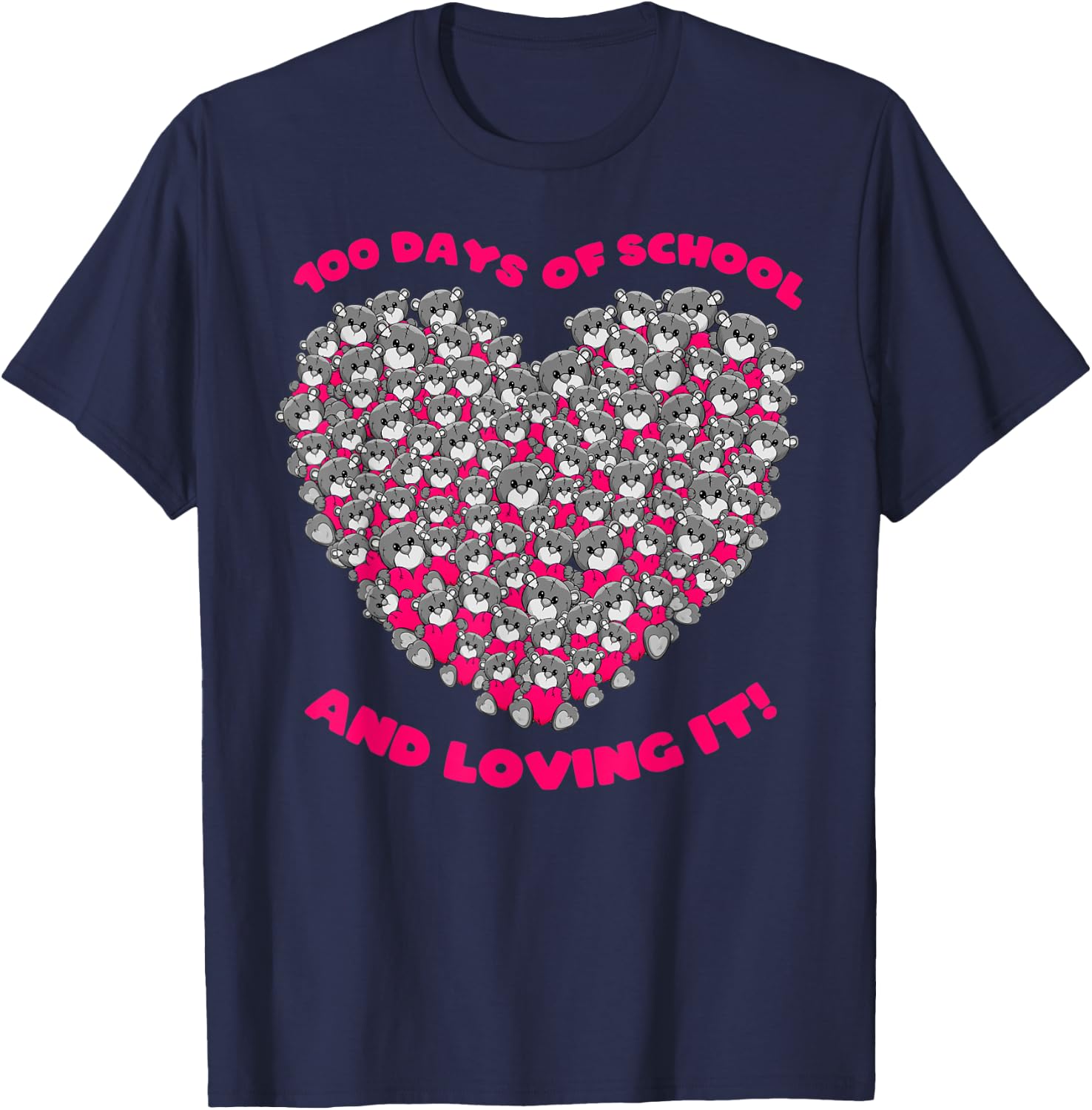 Cute 100 Days of school and still loving it Hearts 100th Day T-Shirt - T-Shirt | Navy