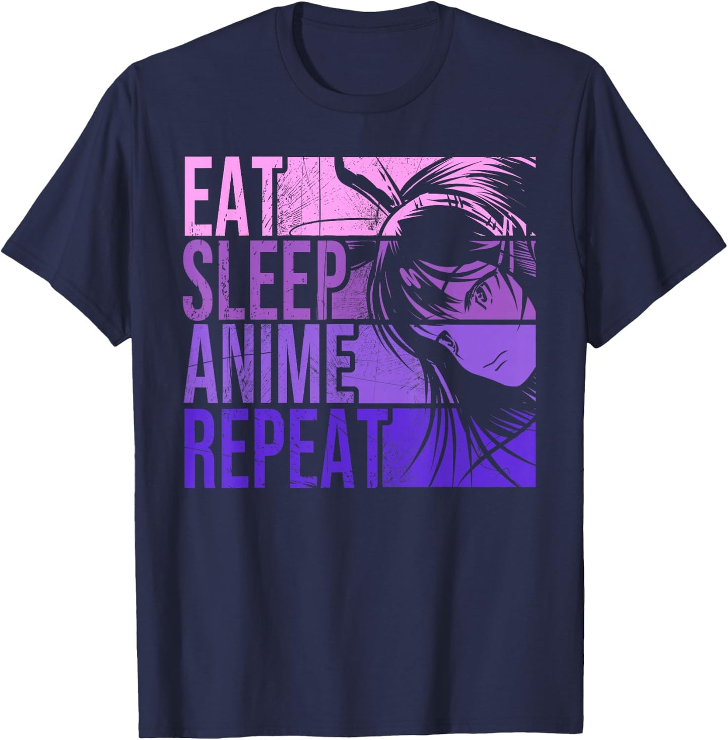 Eat Sleep Anime Repeat - Anime Lovers Gifts Idea Girls T-Shirt - T-Shirt | Navy