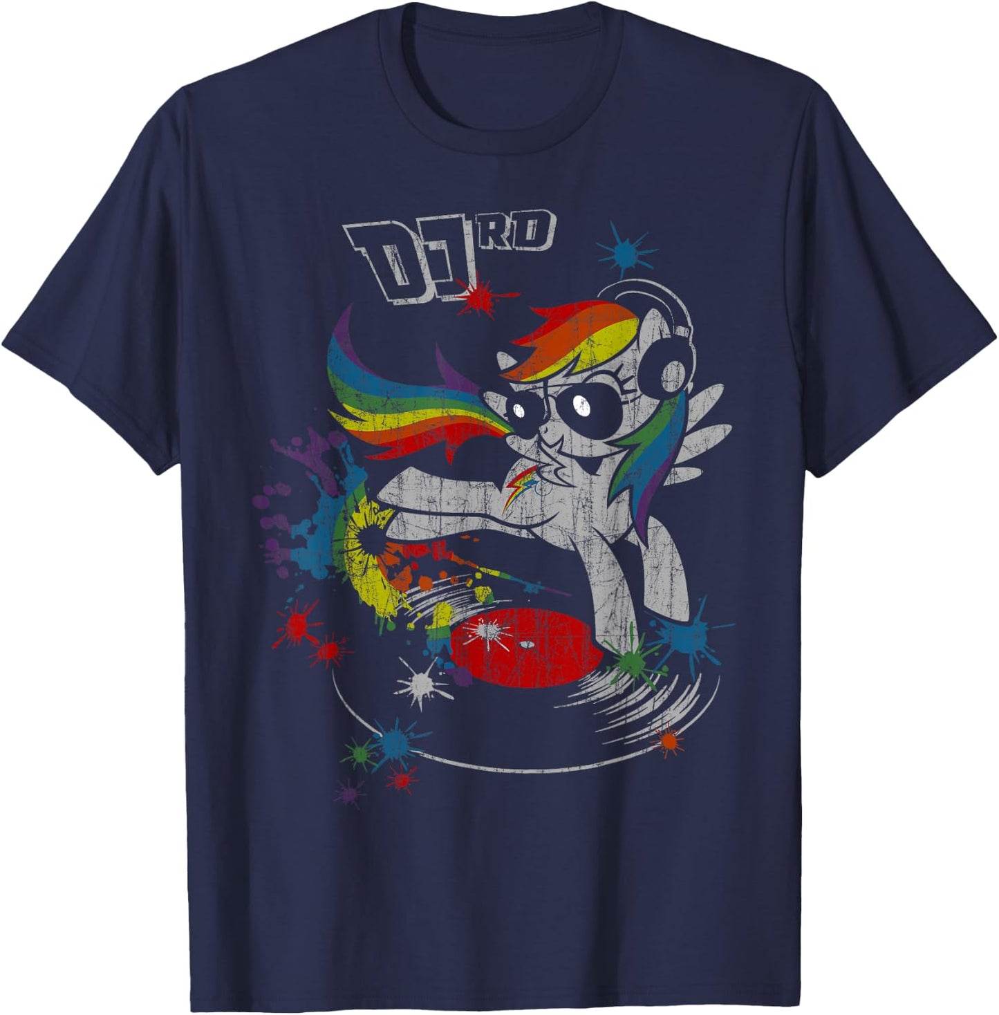 DJ RD Retro Rainbow Dash Fluttershy Rarity T-Shirt - T-Shirt | Navy