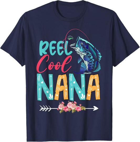 Funny Fishing Lover Happy Mother's Day Matching Proud Nana T-Shirt - T-Shirt | Navy