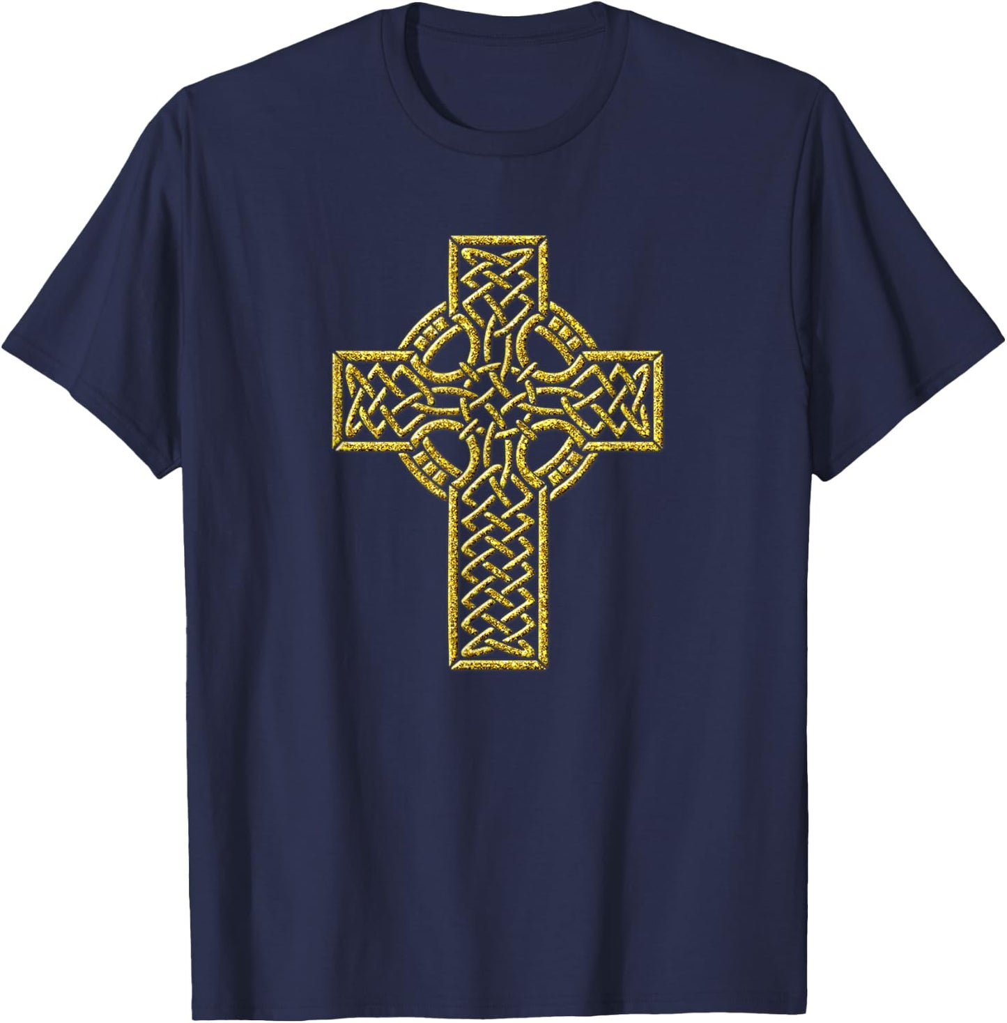 Christian Cross Vintage Golden Retro Faith Symbol T-Shirt - T-Shirt | Navy