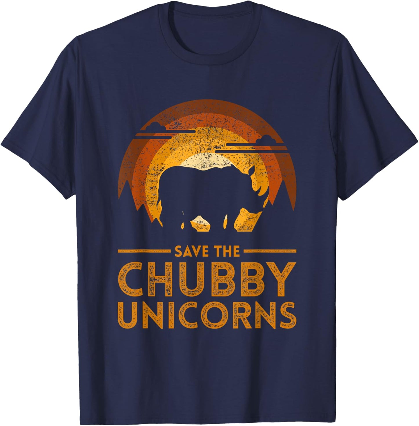 Save The Chubby Unicorns Rhino T-Shirt - T-Shirt | Navy