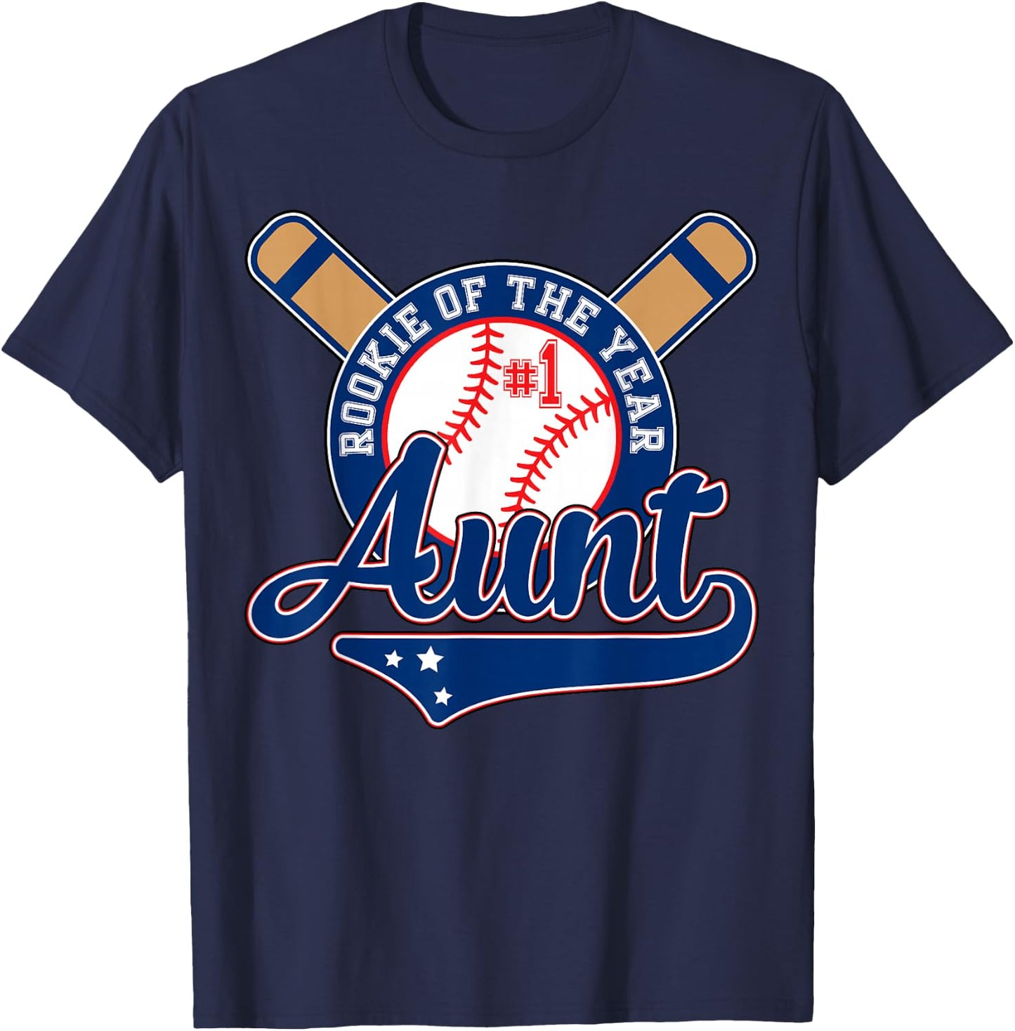 Aunt Rookie of Year 1st Birthday Baseball Theme Matching T-Shirt - T-Shirt | Navy
