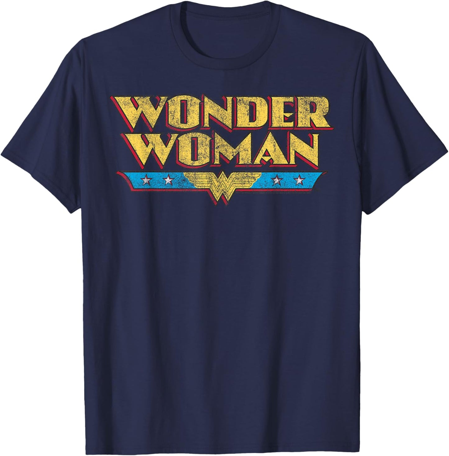 DC Comics Wonder Woman Vintage Distressed Logo T-Shirt - T-Shirt | Navy