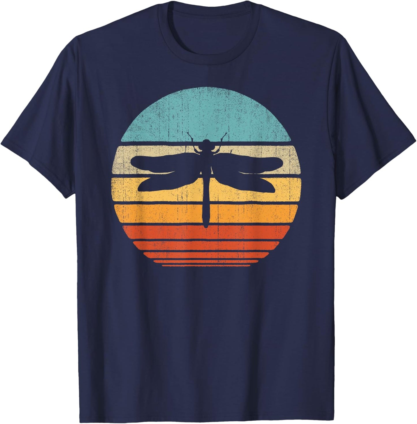 Dragonfly Retro Vintage 60s 70s Sunset Bug Insect Men Women T-Shirt - T-Shirt | Navy
