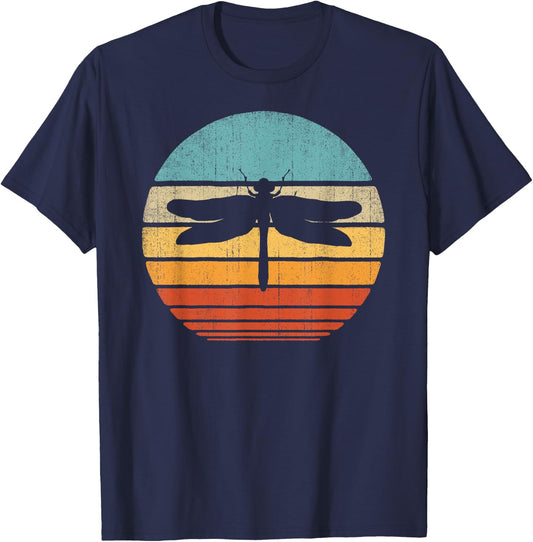 Dragonfly Retro Vintage 60s 70s Sunset Bug Insect Men Women T-Shirt - T-Shirt | Navy