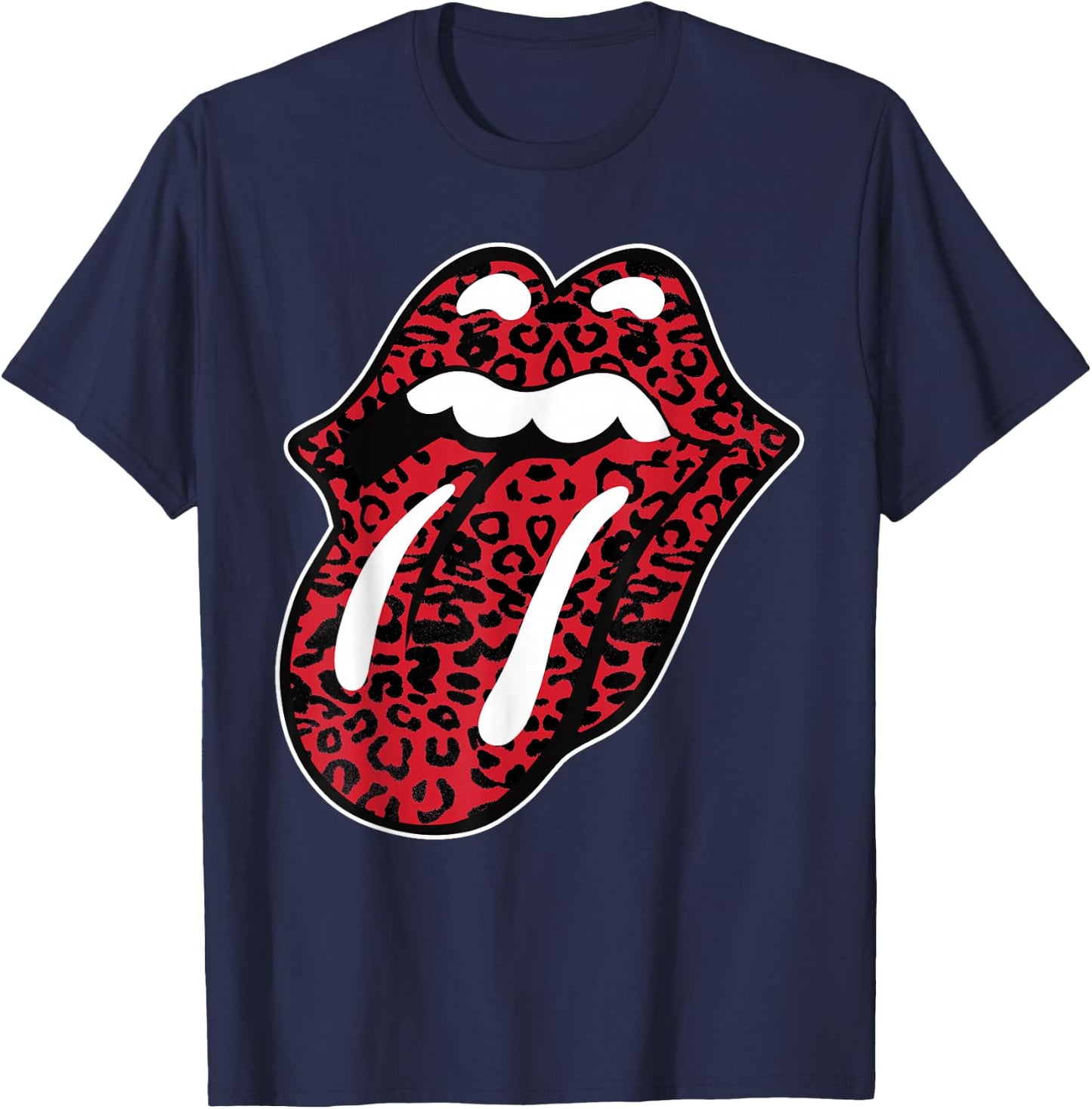 Official Rolling Stones Leopard Tongue T-Shirt - T-Shirt | Navy