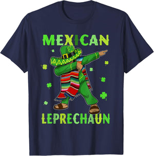 Funny Mexican Leprechaun Dabbing Mexico St Patricks Day T-Shirt - T-Shirt | Navy