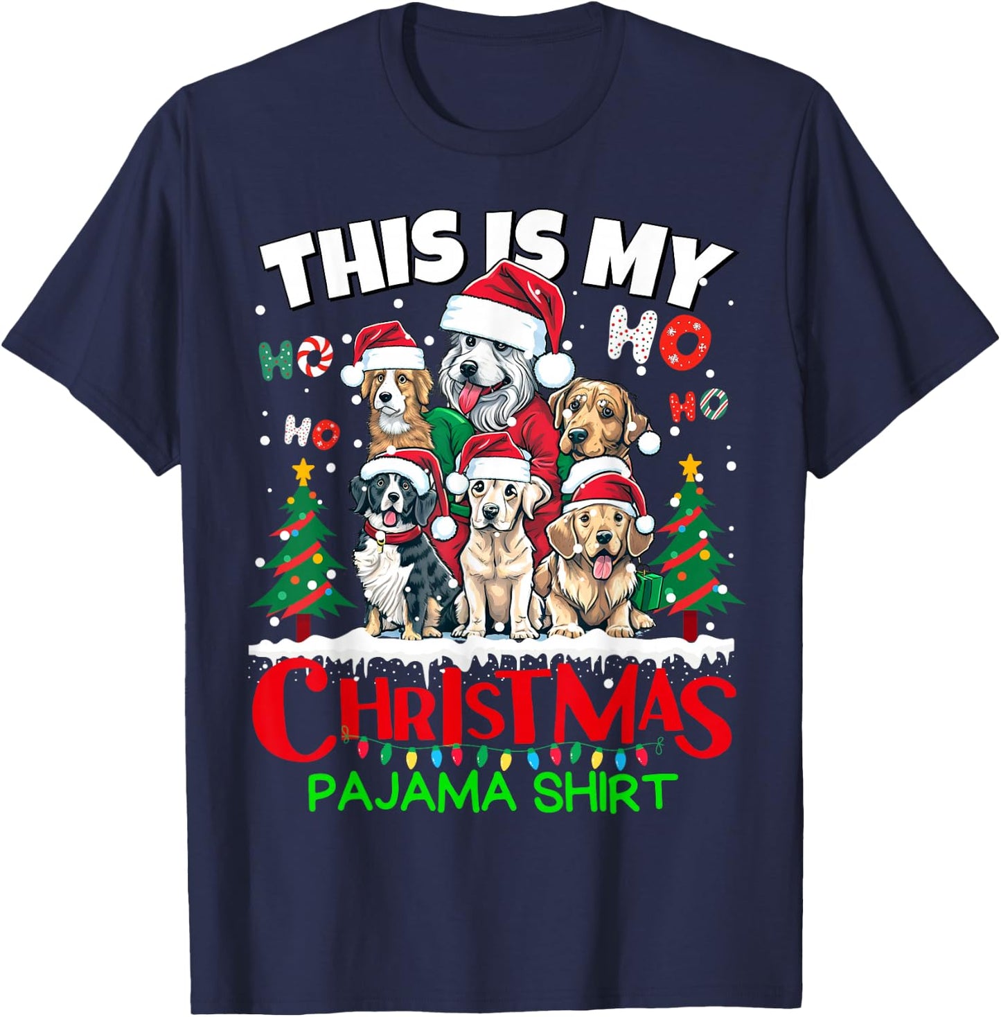 This is my Christmas Pajama shirt Puppy Dogs Santa for Kids T-Shirt - T-Shirt | Navy