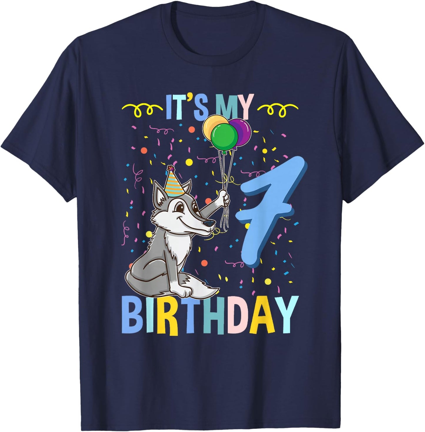 Its My 7th Birthday Wolf Lover T-Shirt - T-Shirt | Navy
