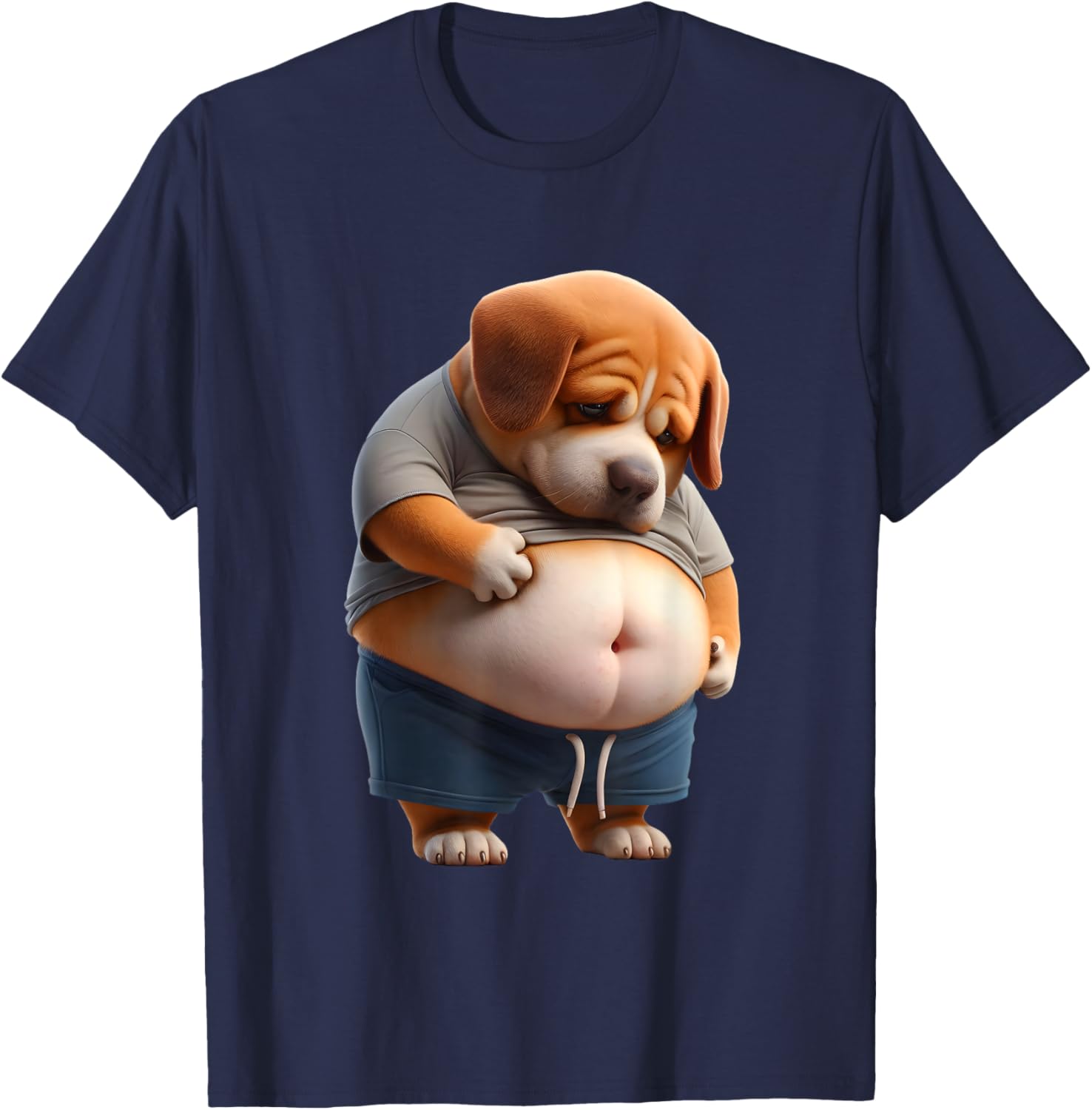 Funny Fat Dog Chubby Chonk Dog Design Canine Dog Lovers T-Shirt - T-Shirt | Navy