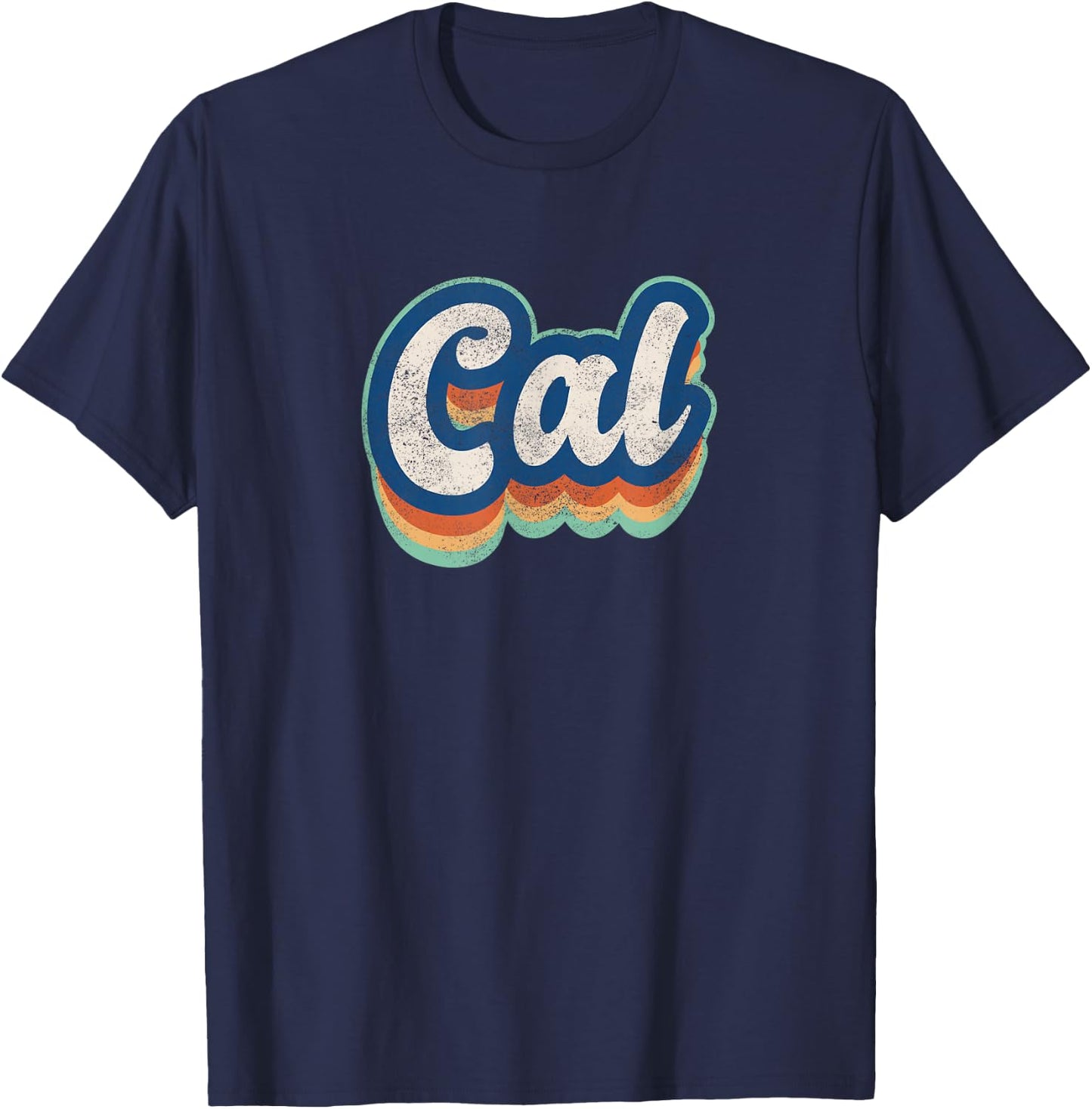 Cal First Name Boy Vintage Style 70s 80s Personalized T-Shirt - T-Shirt | Navy