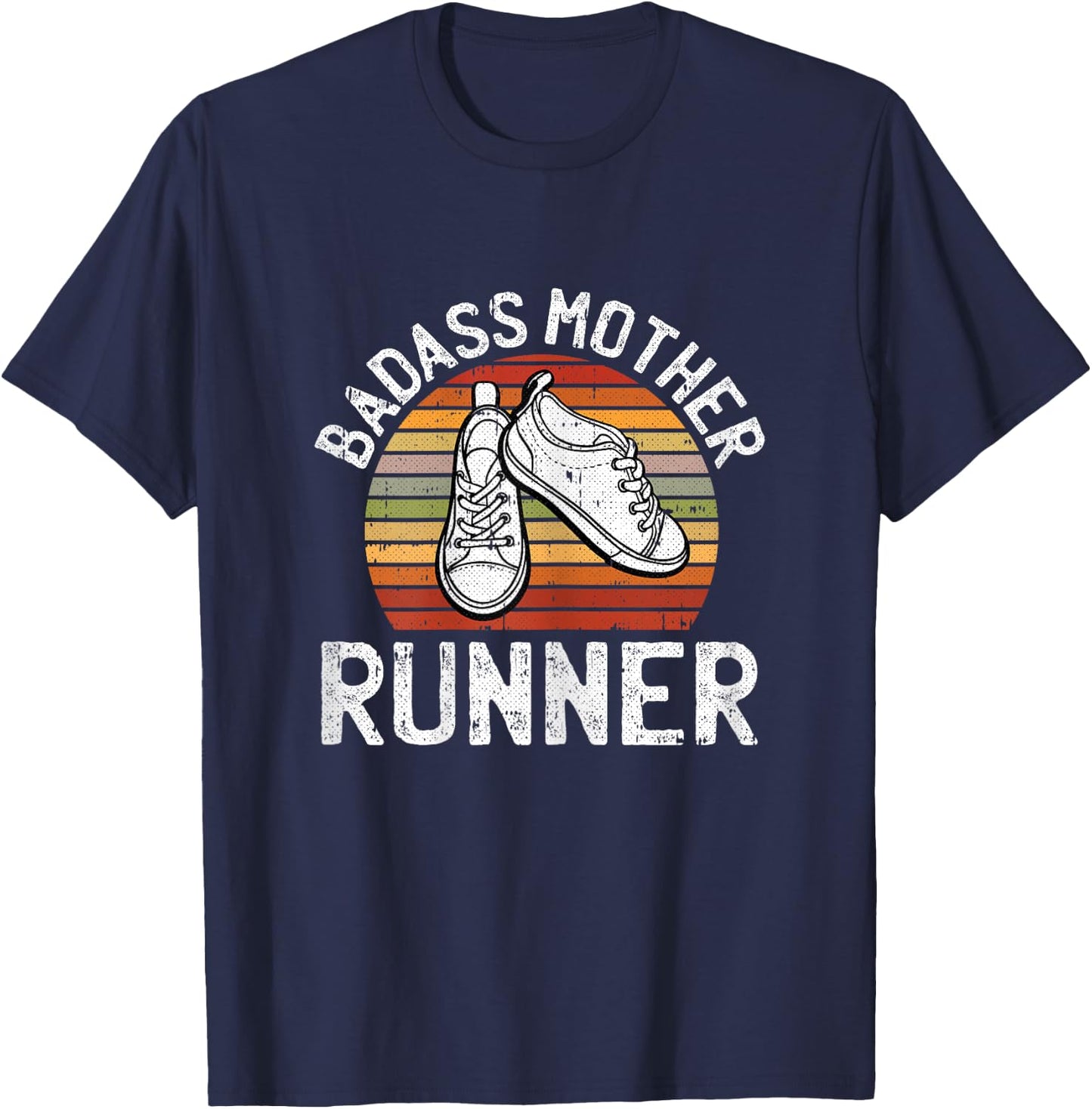 Badass Mother Runner Running Retro Sport Fitness Work-out T-Shirt - T-Shirt | Navy