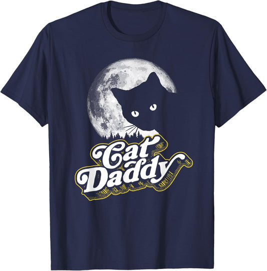 Cat Daddy Vintage Eighties Style Cat Retro Full Moon Women Kids T-Shirt - T-Shirt | Navy