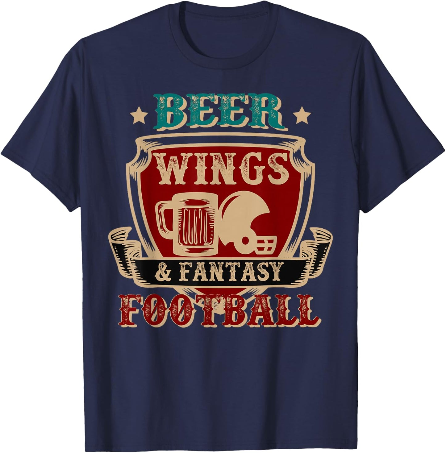 Fantasy Football Beer Wings Fantasy Football Gift Design T-Shirt - T-Shirt | Navy