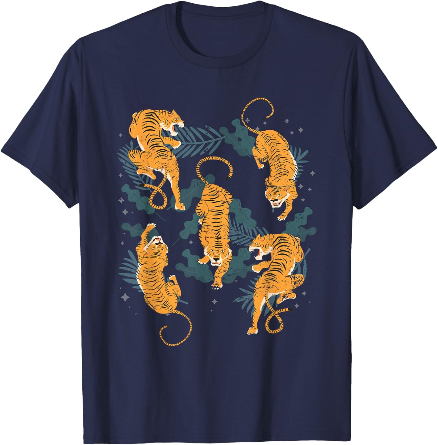 Wild Tiger Animals Tiger T-Shirt - T-Shirt | Navy