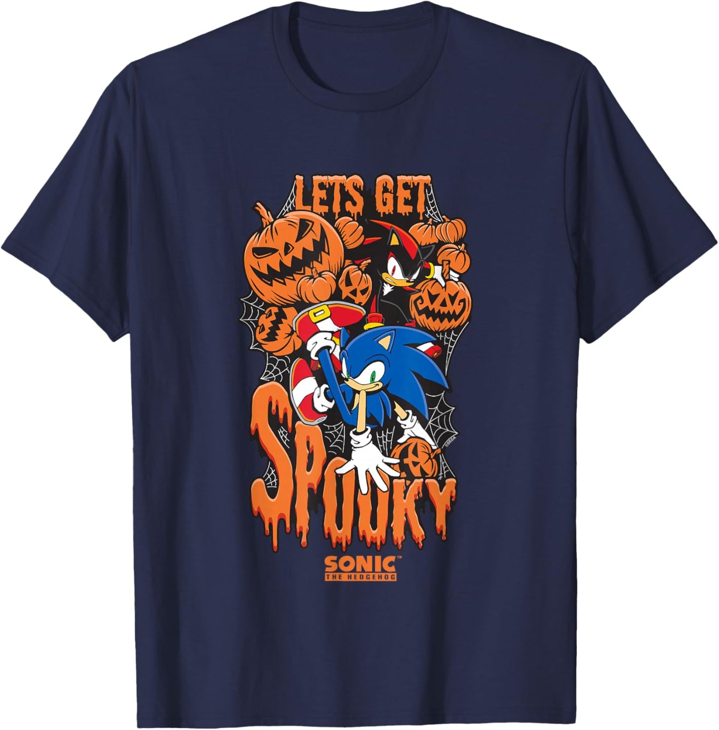 Sonic The Hedgehog Halloween Let's Get Spooky Sonic & Shadow T-Shirt - T-Shirt | Navy