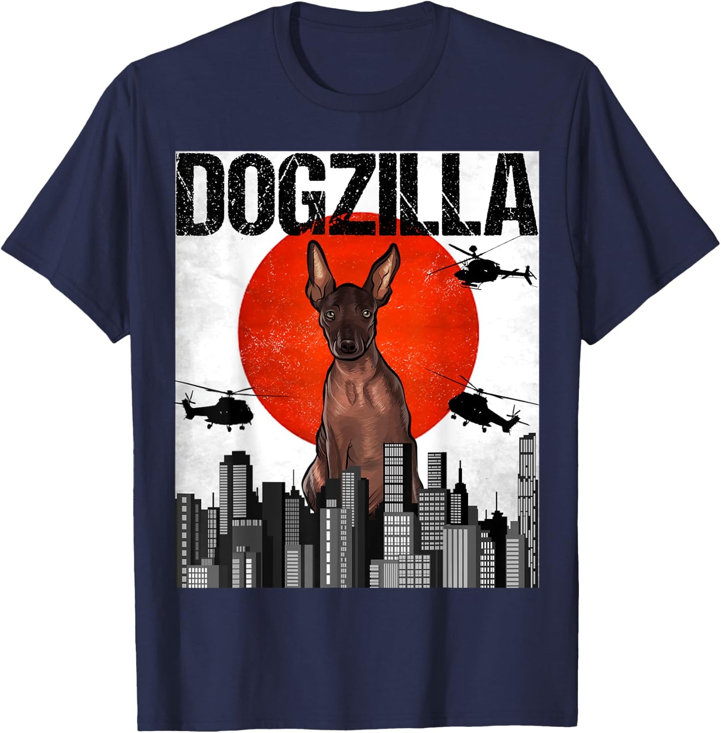 Funny Vintage Japanese Dogzilla Xoloitzcuintli T-Shirt - T-Shirt | Navy