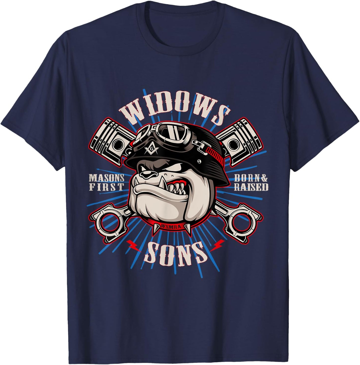 Bulldog Widows Sons Masonic Men Women T-Shirt - T-Shirt | Navy
