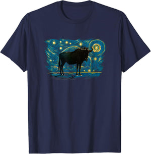 Retro Vintage Style Wildebeest T-Shirt - T-Shirt | Navy