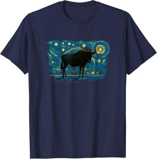 Retro Vintage Style Wildebeest T-Shirt - T-Shirt | Navy