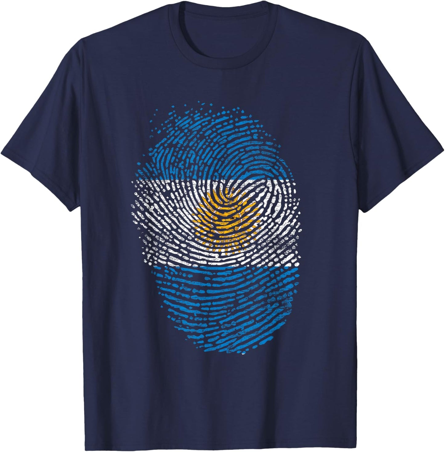 Patriotic Argentinian Fingerprint Flag Gift Argentina T-Shirt - T-Shirt | Navy
