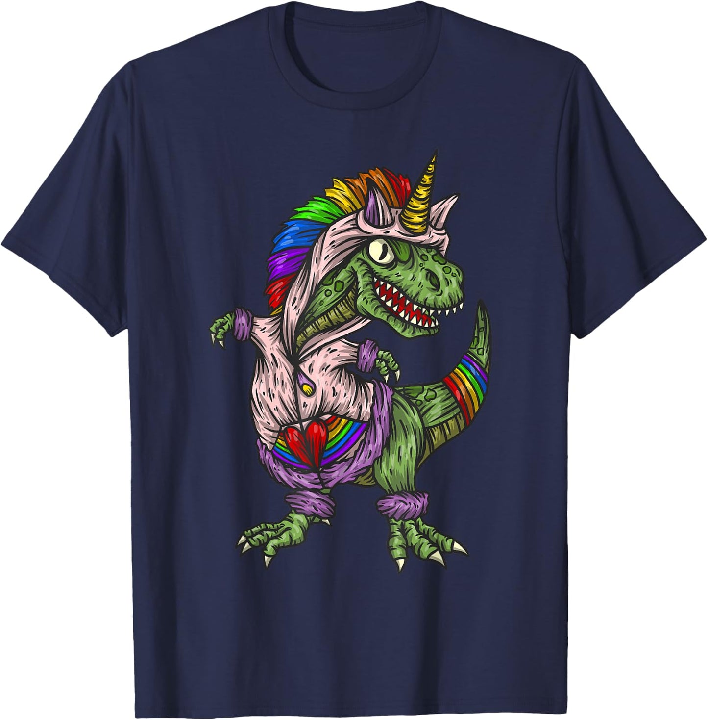 Majestic Unicornasaurus T Rex Dinosaur Unicorn Girls Boys T-Shirt - T-Shirt | Navy