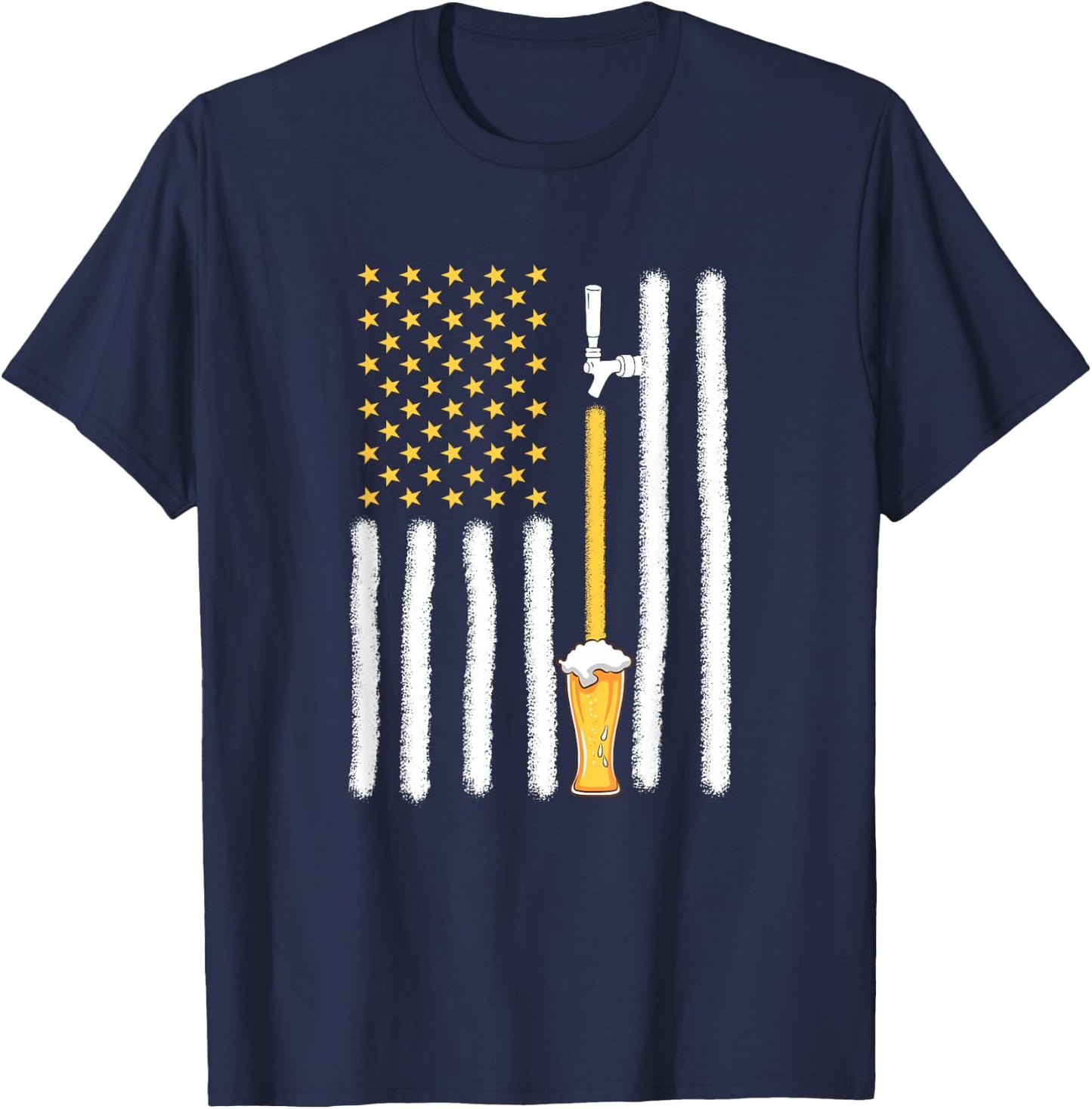 Craft Beer American Flag USA 4th July Brewery T-Shirt - T-Shirt | Navy