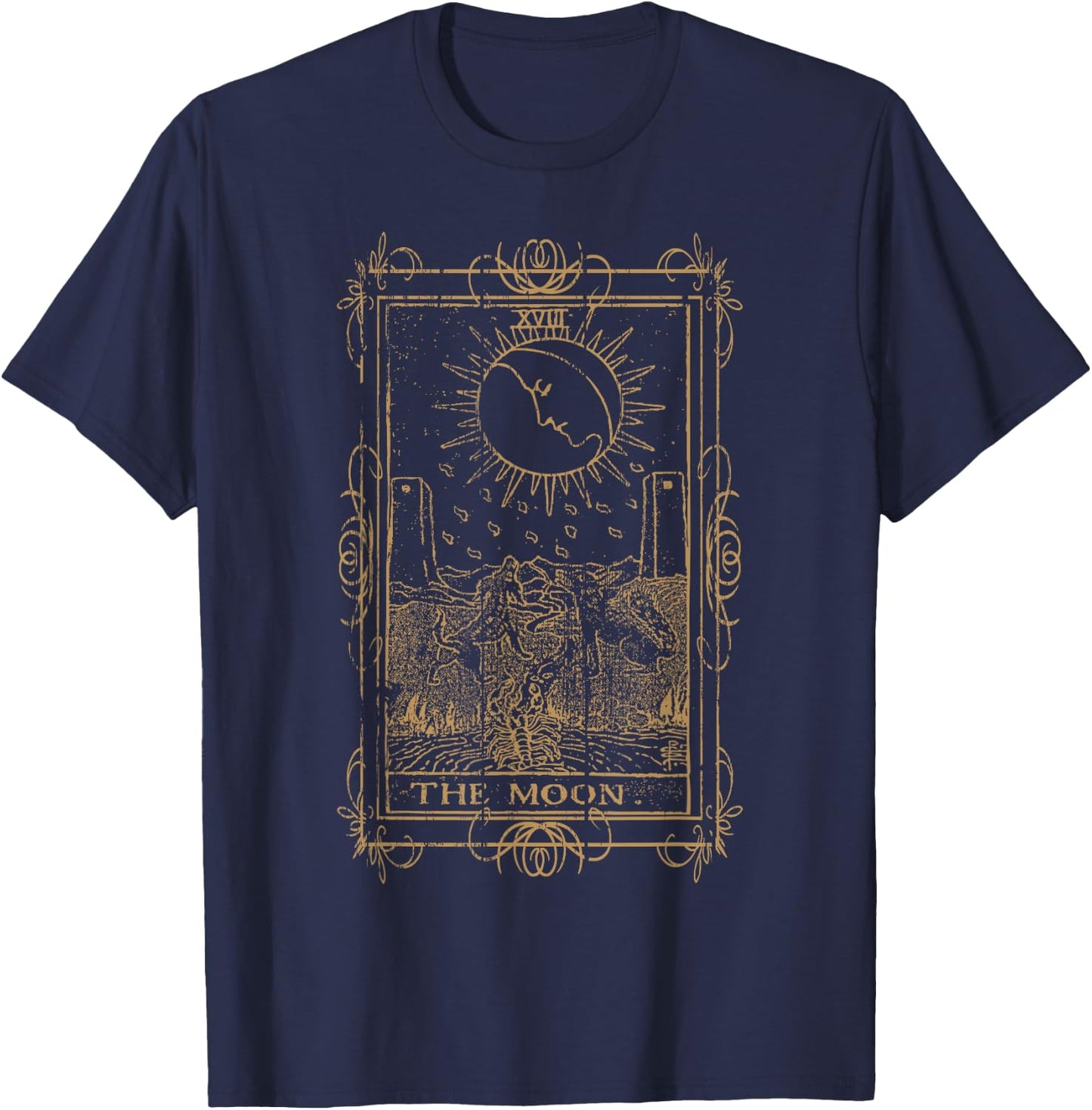 Goth Clothing Tarot Card The Moon Witchy Occult Clothes T-Shirt - T-Shirt | Navy