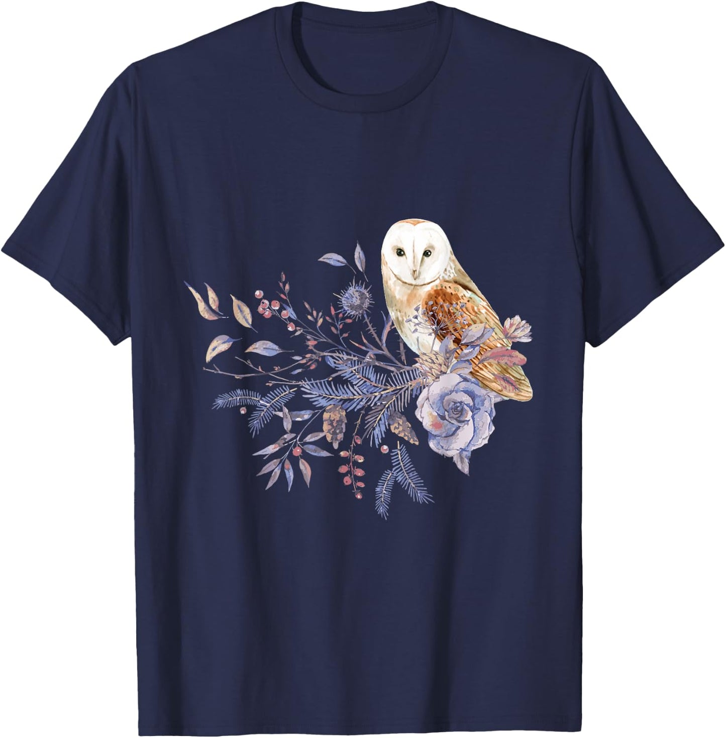 Floral Owl Bird Lover Gift Birds T-Shirt - T-Shirt | Navy