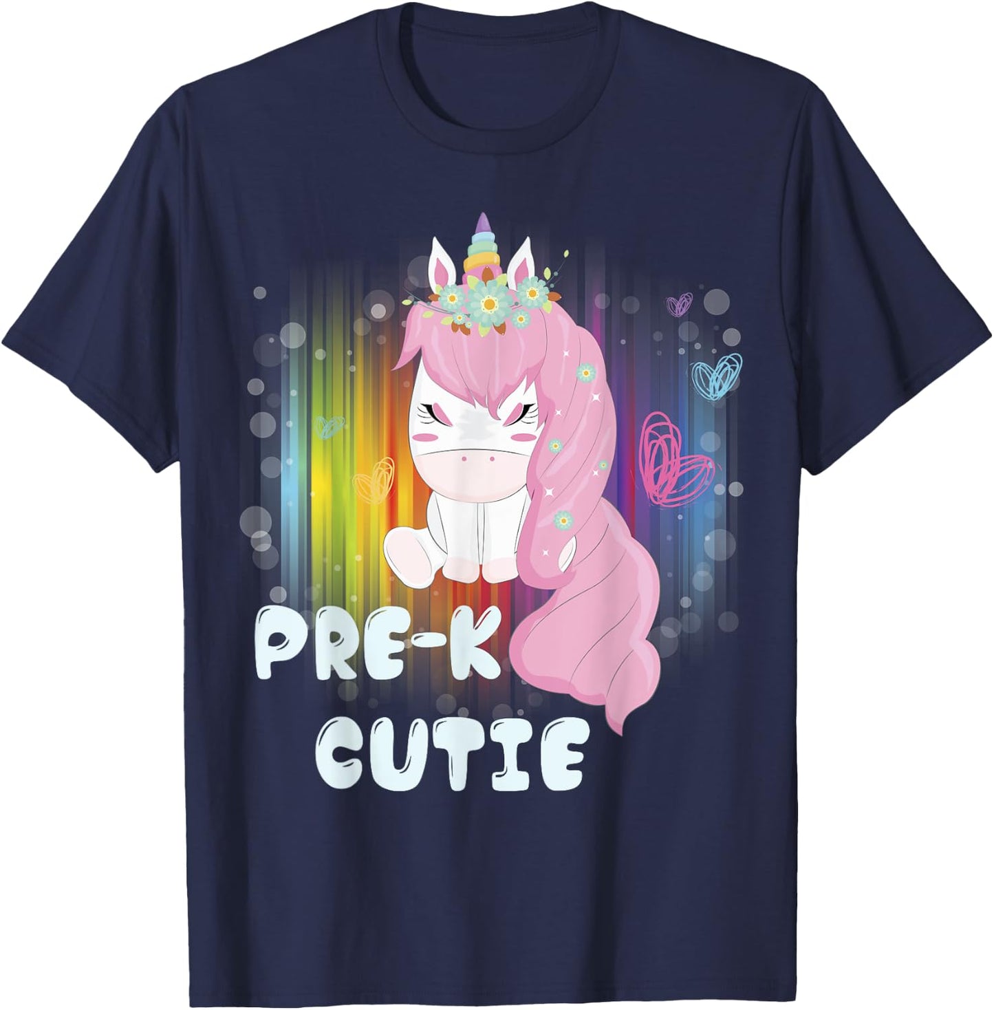First Day of PreSchool Unicorn Back to School Girls Kids T-Shirt - T-Shirt | Navy