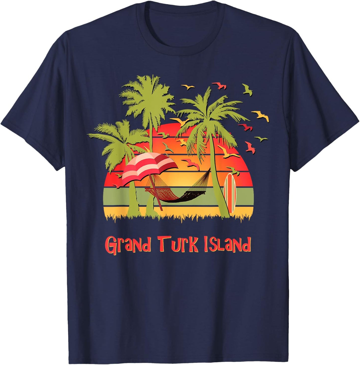 Grand Turk Island Tropical Beach Hammock Sunset Women Kids T-Shirt - T-Shirt | Navy