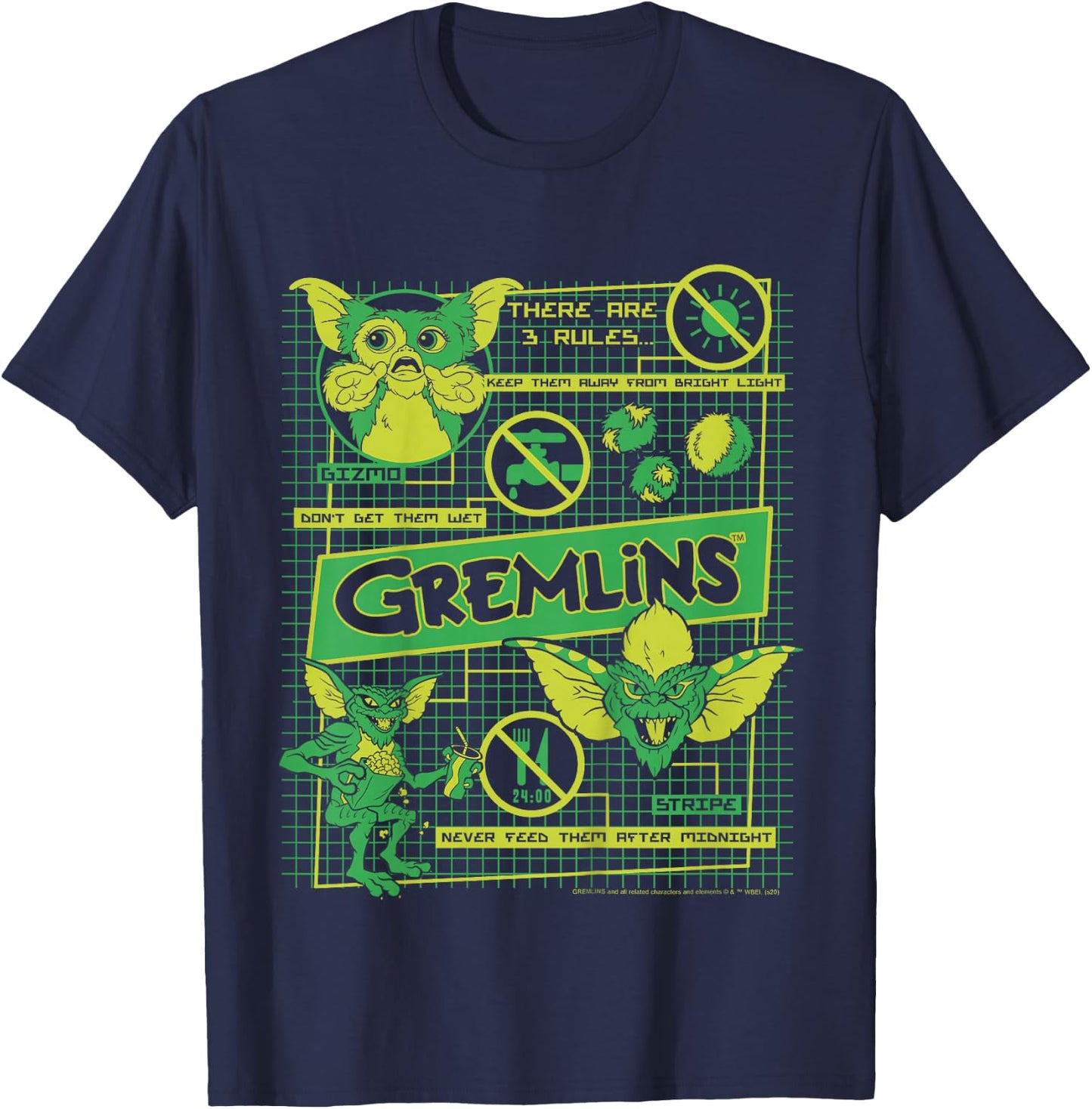Kids Gremlins Three Rules Schematics T-Shirt - T-Shirt | Navy