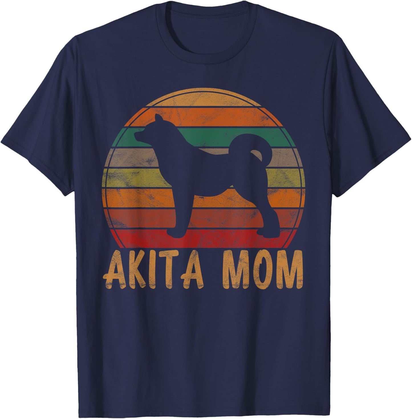 Retro Akita Mom Gift Akita Dog Owner Mother Pet Mama T-Shirt - T-Shirt | Navy
