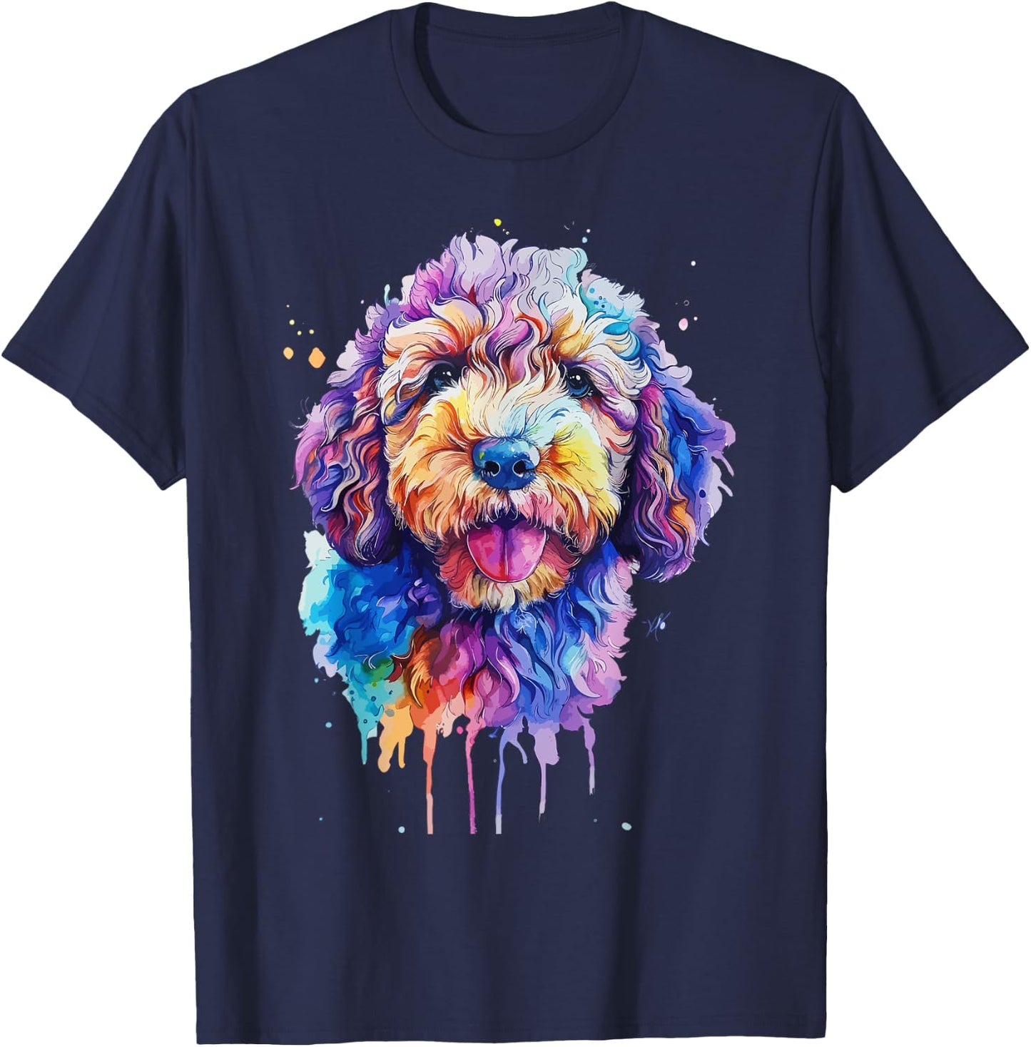 Goldendoodle Lovers Pop Art Colorful Goldendoodle Dog Men Women Kids T-Shirt - T-Shirt | Navy