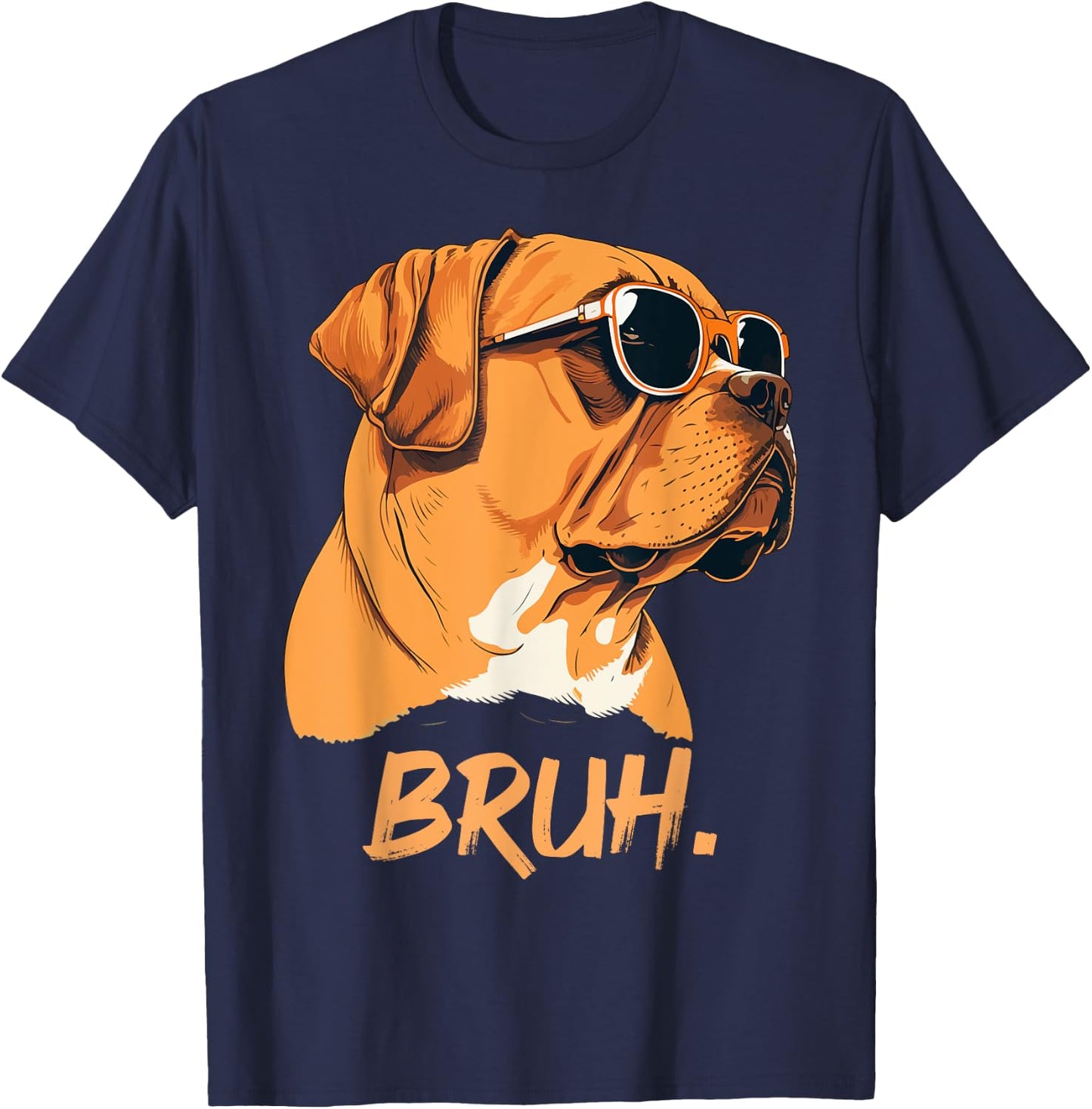 Bruh Funny Meme Saying Bruh with Dog face Teens Boy Girls T-Shirt - T-Shirt | Navy