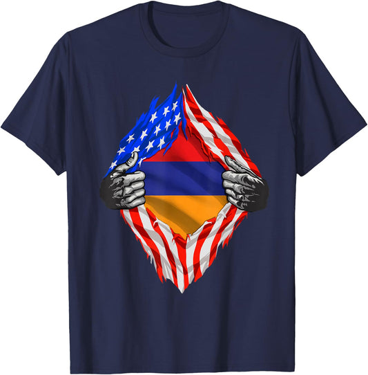 Armenia Super American Armenian Flag Armenia Roots Citizen T-Shirt - T-Shirt | Navy