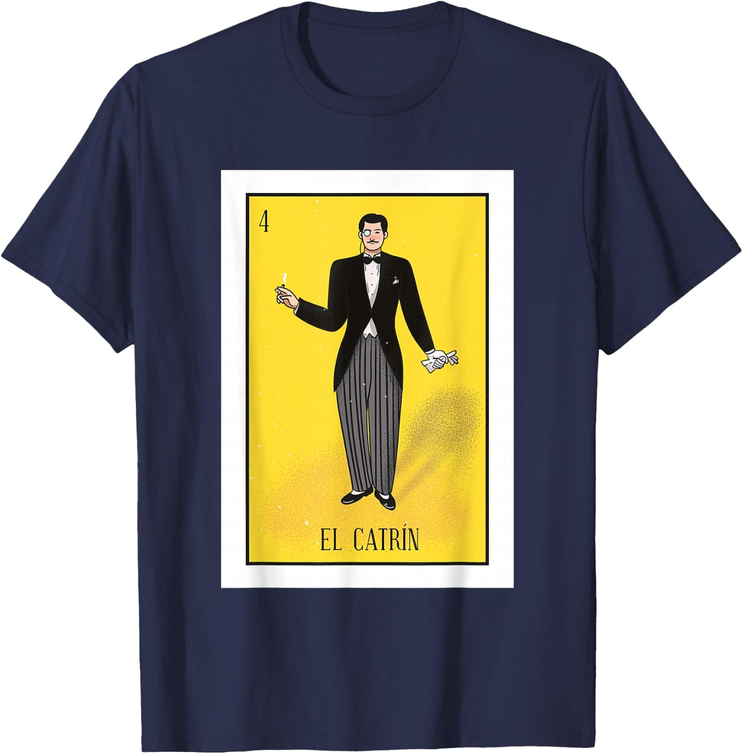 El Catrin Lottery Gift The Gentleman Card Mexican Lottery T-Shirt - T-Shirt | Navy