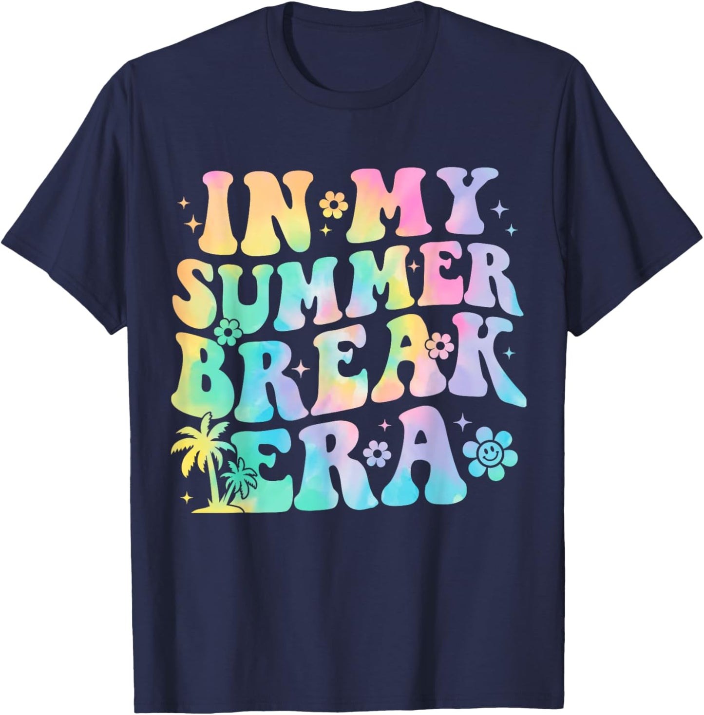 In My Summer Break Era Teacher Summer Break Vacation Groovy T-Shirt - T-Shirt | Navy