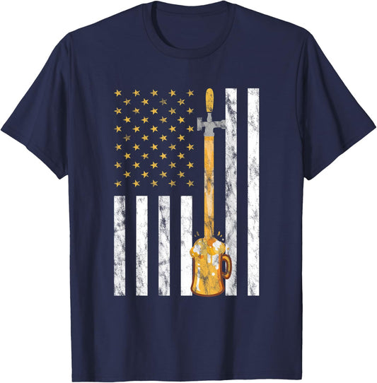 Craft Beer American Flag - USA 4th July Brewery Men T-Shirt - T-Shirt | Navy