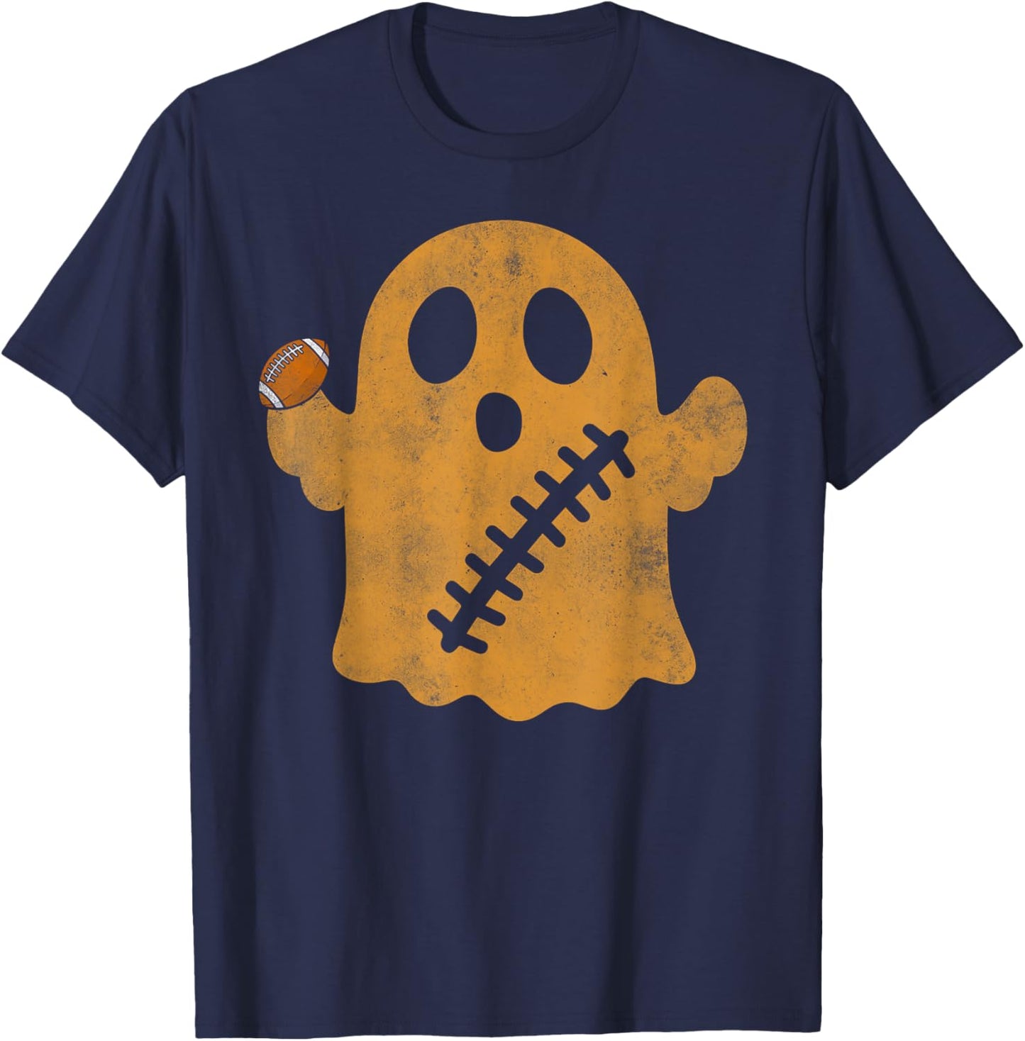 Football Cute Ghost Football Lover Halloween Football Player T-Shirt - T-Shirt | Navy