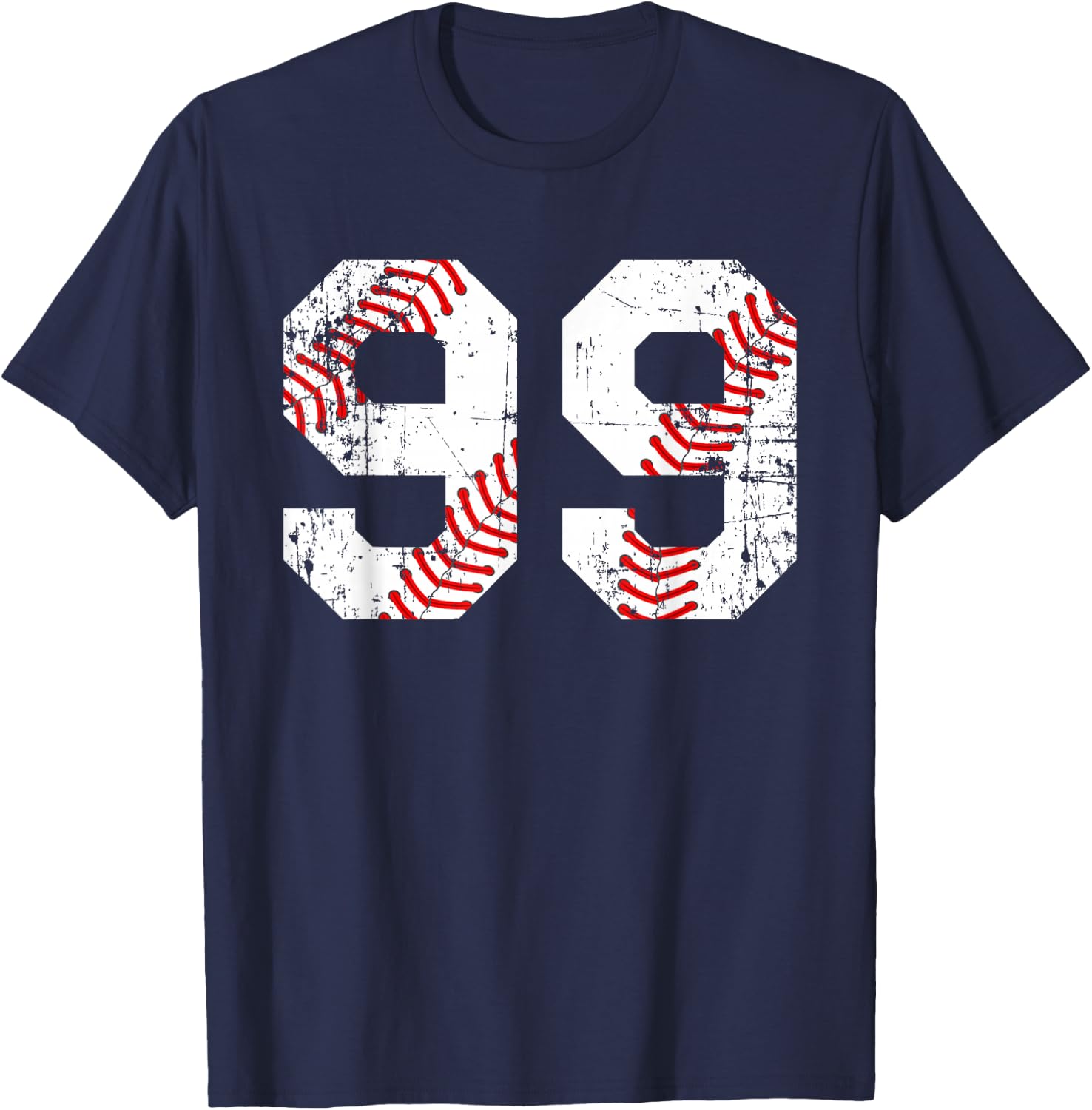Vintage Baseball 99 Jersey Number T-Shirt - T-Shirt | Navy