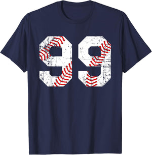 Vintage Baseball 99 Jersey Number T-Shirt - T-Shirt | Navy